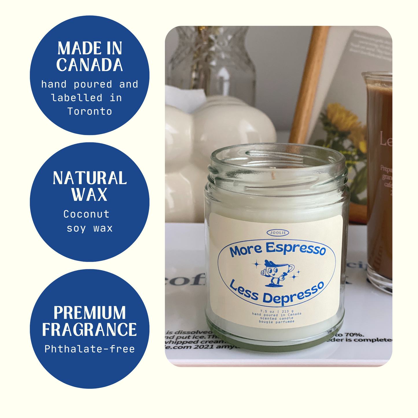 More Espresso Less Depresso Candle Coconut Soy Wax 7.5 oz