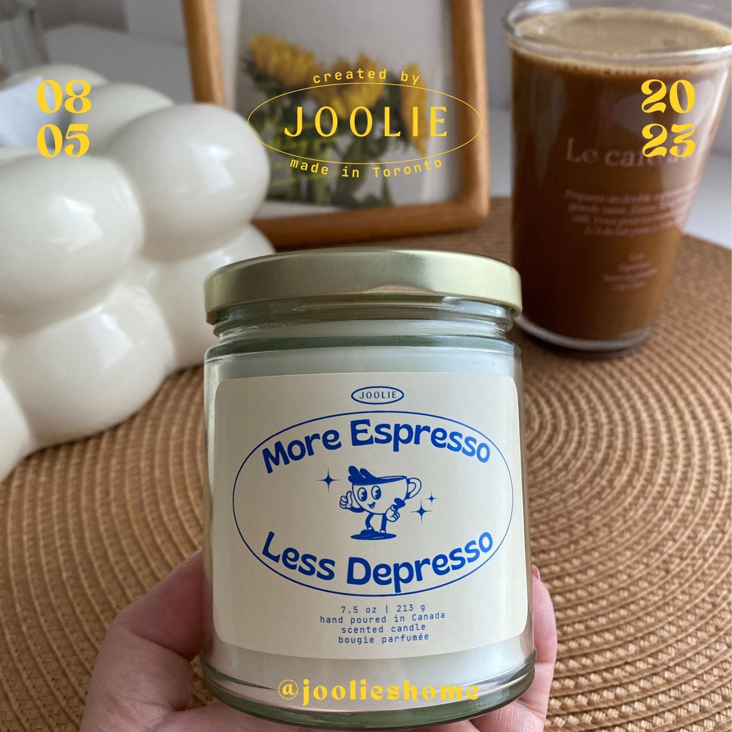 More Espresso Less Depresso Candle Coconut Soy Wax 7.5 oz