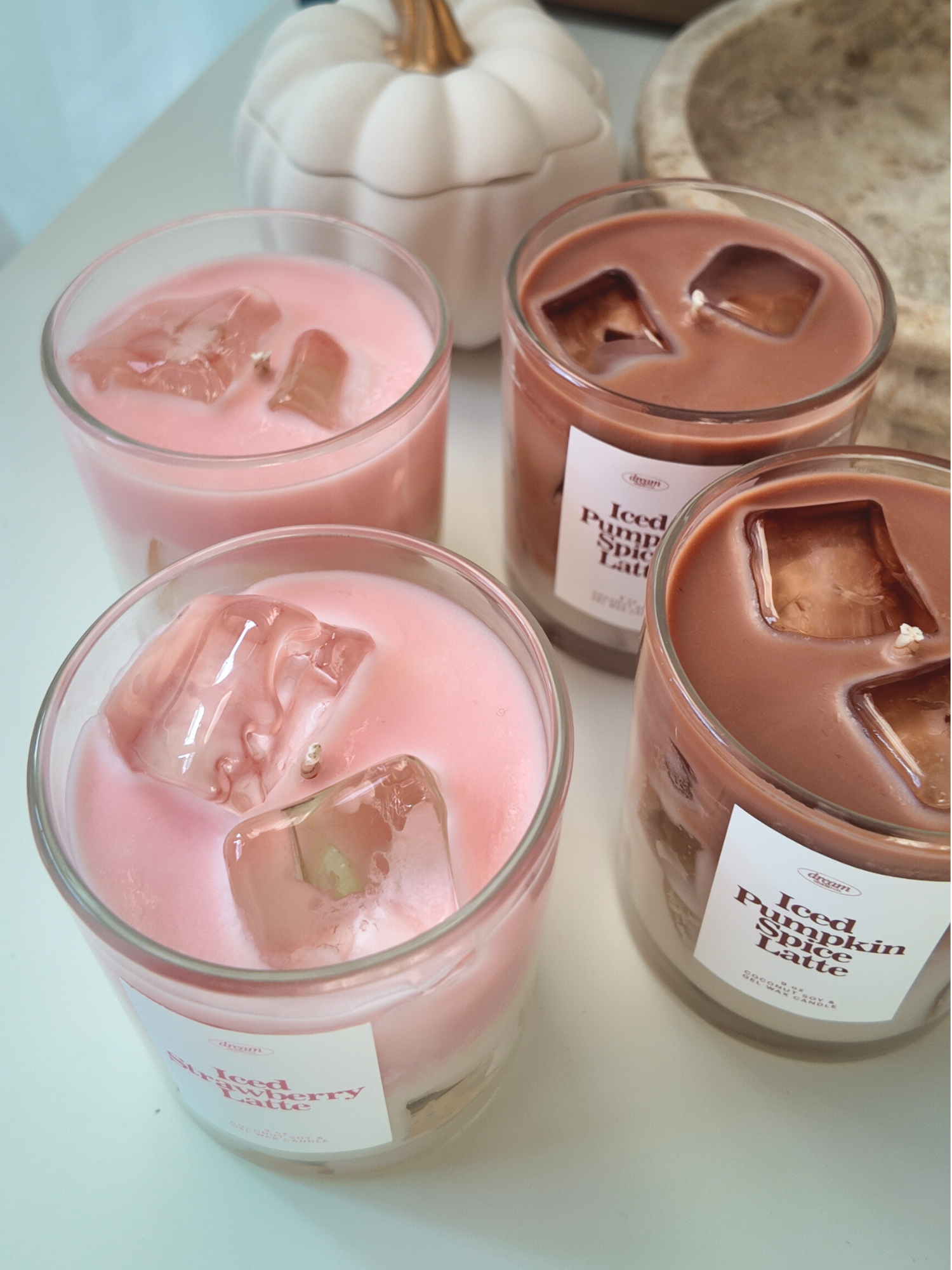 Iced Strawberry Latte Candle 9 oz candle gel wax candle