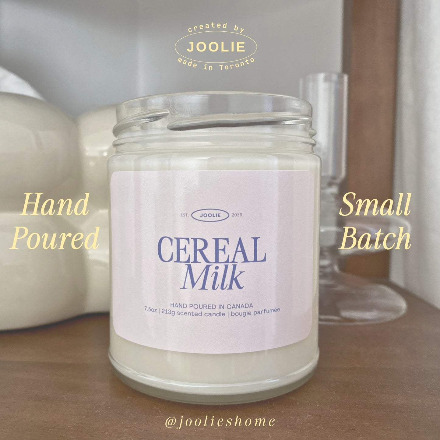 Cereal Milk Candle 7.5 oz Coconut Soy Wax Candle Demure Netural Label