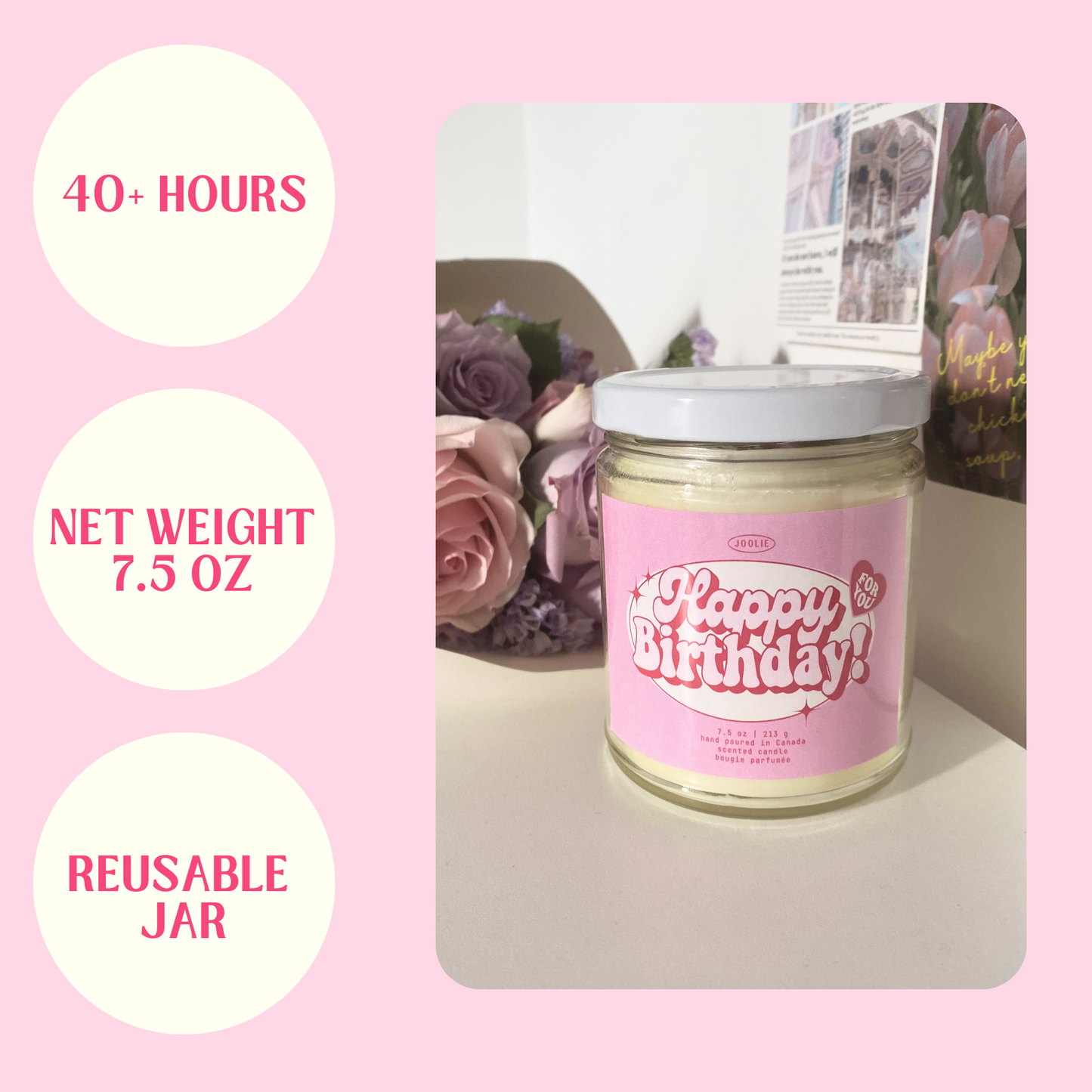 Happy Birthday Candle Coconut Soy Wax 7.5 oz