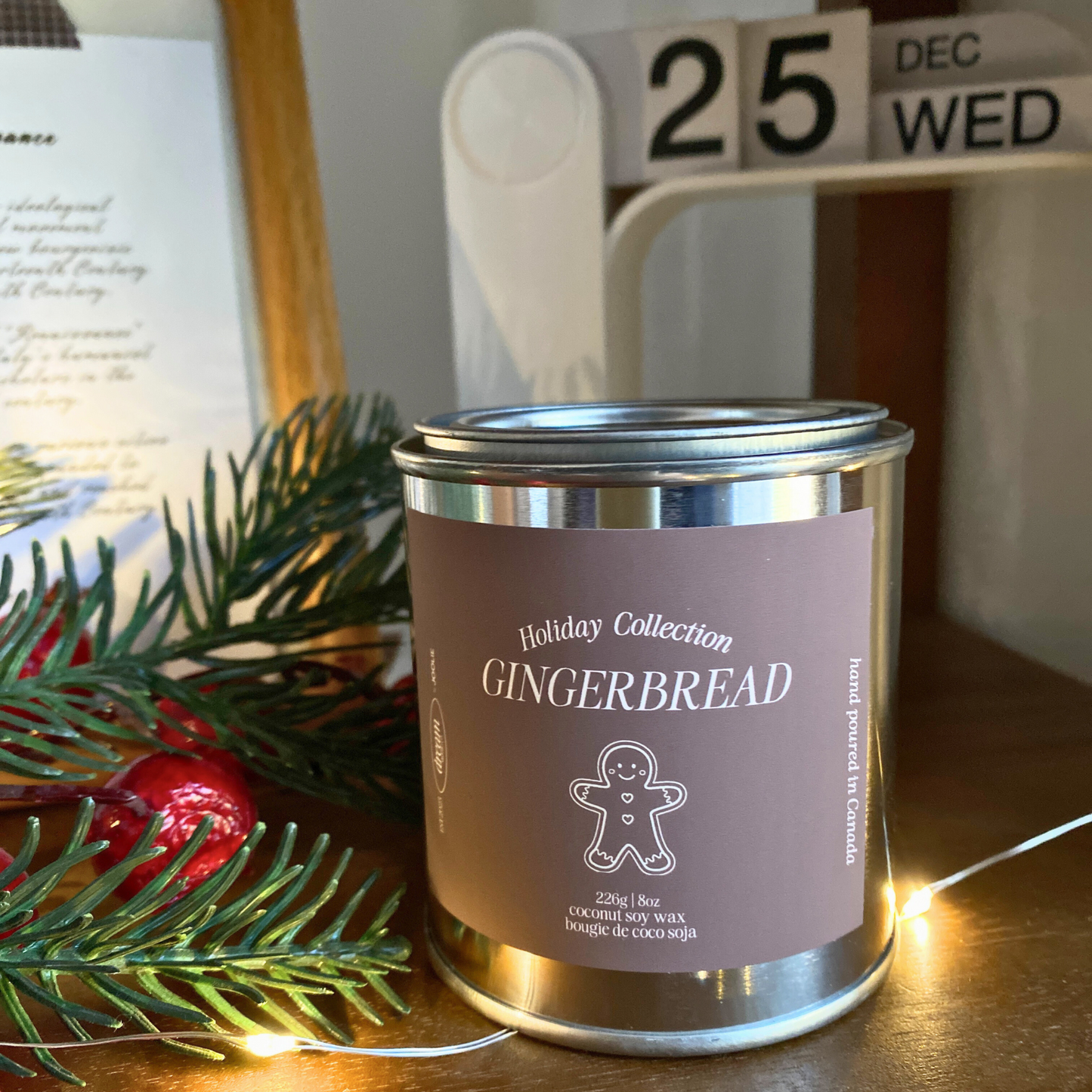 Gingerbread 8 oz Coconut Soy Wax Candle Holiday Collection