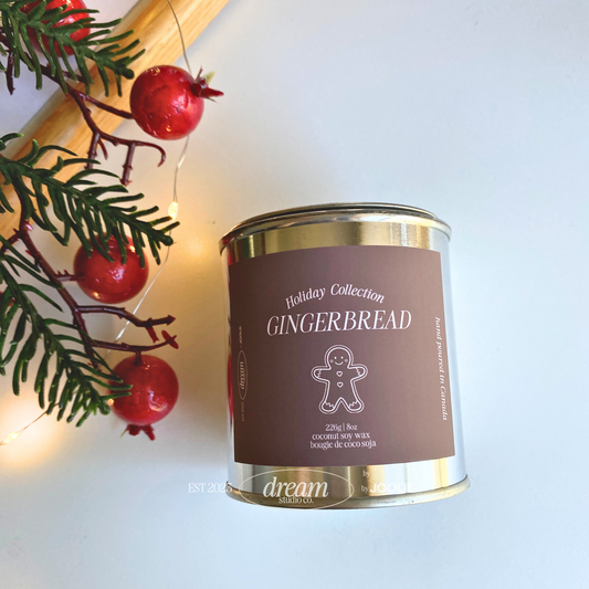 Gingerbread 8 oz Coconut Soy Wax Candle Holiday Collection