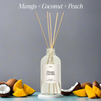Mango Coconut Reed diffusers 4 oz  Made in Canada tropical blend Scented Phthalate, Paraben Free