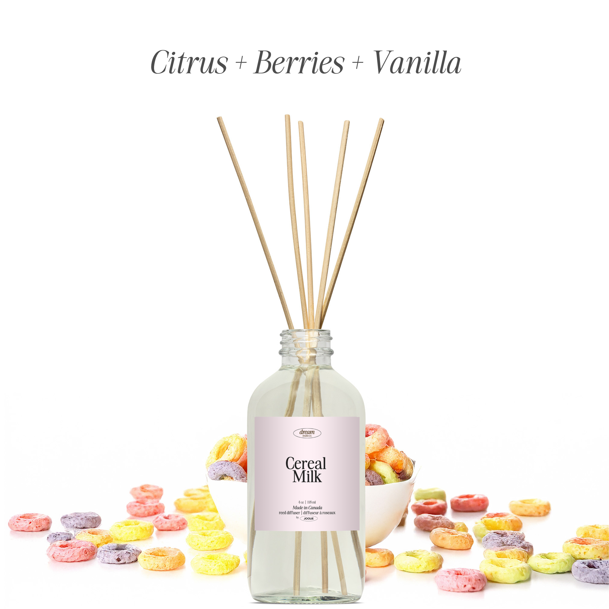 Cereal Milk Reed diffuser 4 oz Made in Canada fruity loops cereal scent
