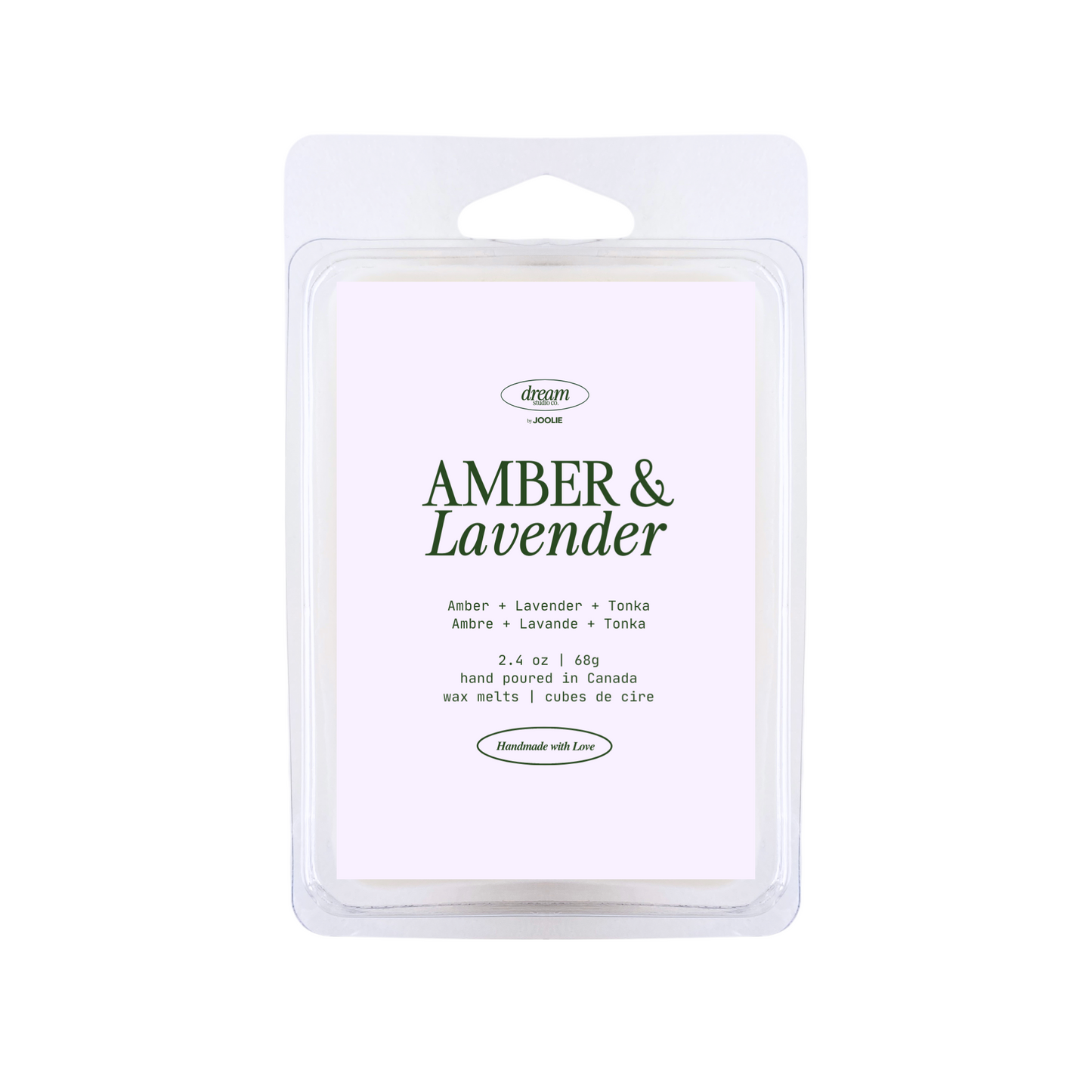 Amber & Lavender Wax Melts All Natural Soy Wax heart shaped Clamshells