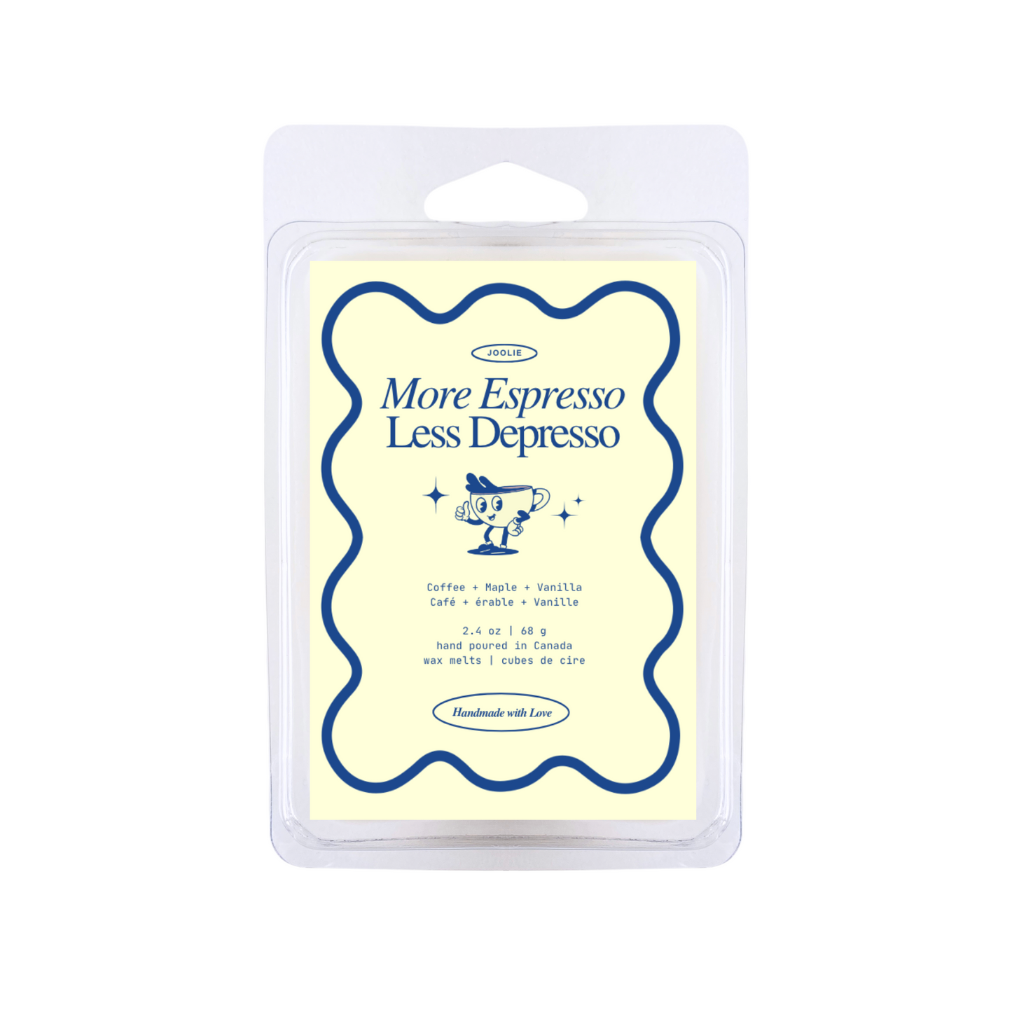 More Espresso Less Depresso Wax Melts Natural Soy Wax heart shaped Clamshells