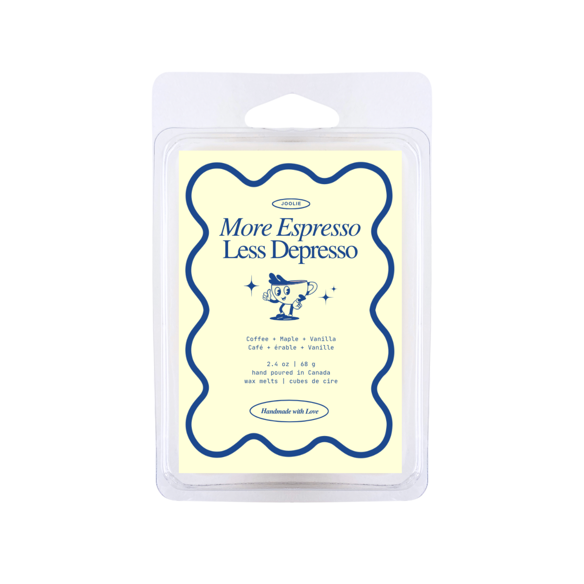More Espresso Less Depresso Wax Melts Natural Soy Wax heart shaped Clamshells