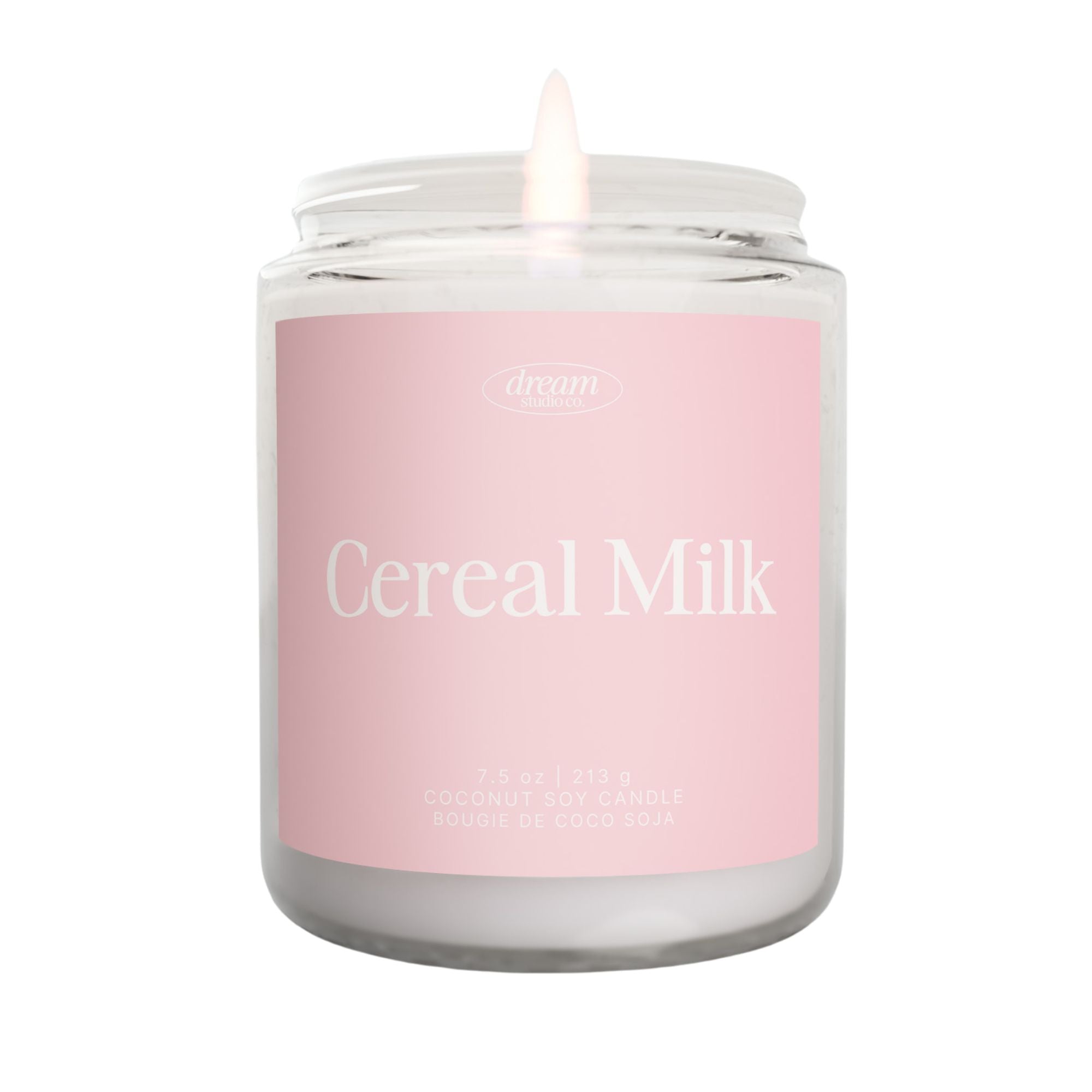 Cereal Milk Candle 7.5 oz Coconut Soy Wax Candle Pink Label