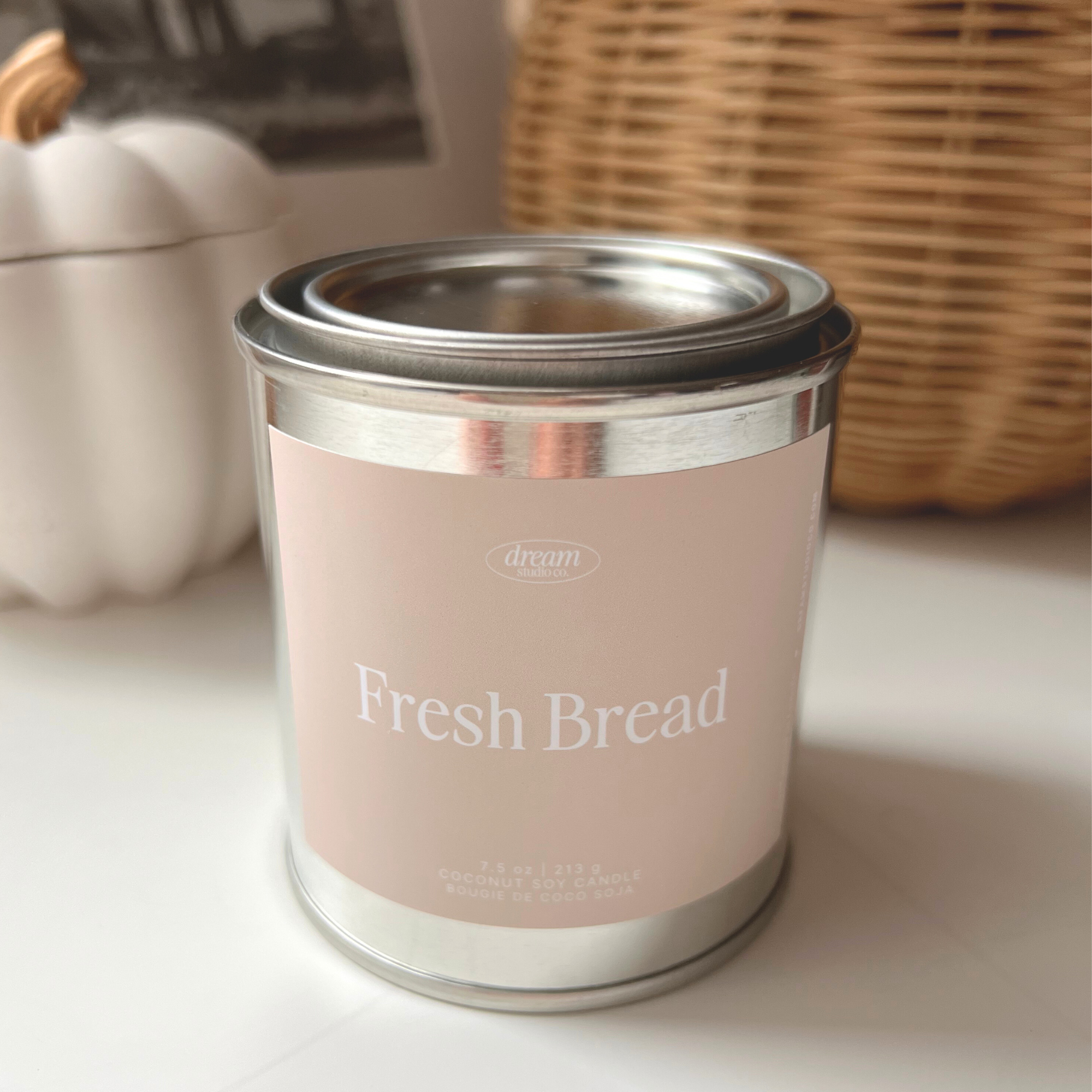 Fresh Bread 7.5 oz Coconut Soy Wax Candle Paint Tin Candle