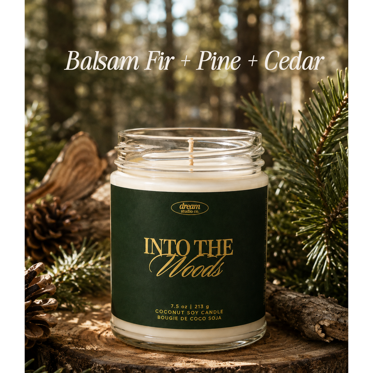 Into the Woods Balsam Fir & Cedar Candle Coconut Soy Wax 7.5 oz