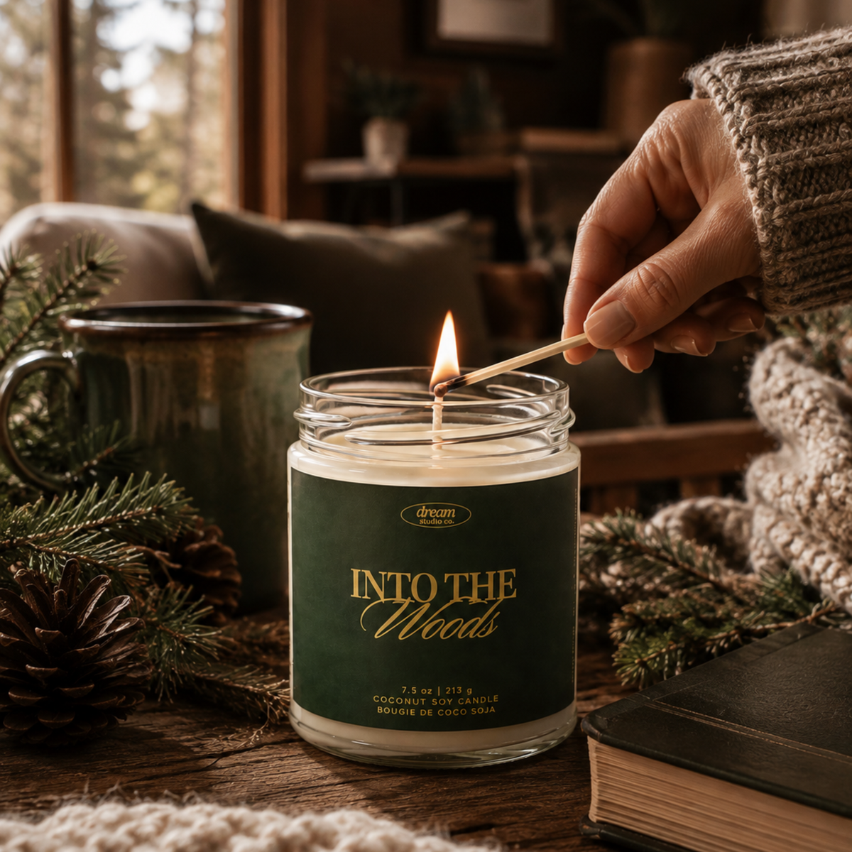 Into the Woods Balsam Fir & Cedar Candle Coconut Soy Wax 7.5 oz