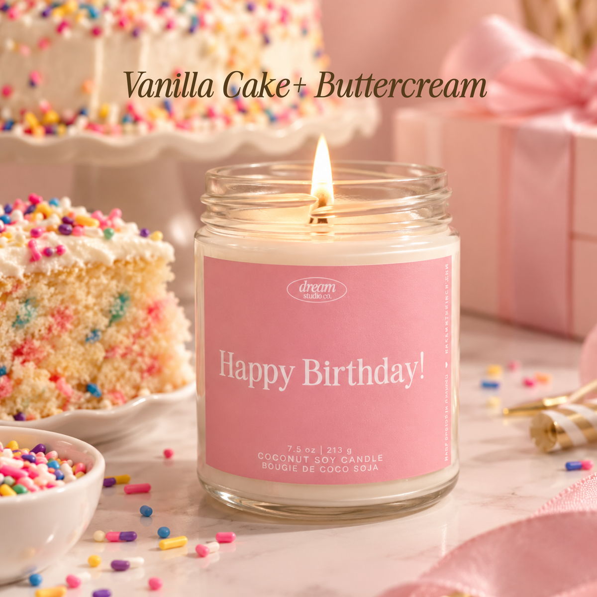 Happy Birthday Candle Birthday cake scented Coconut Soy Wax