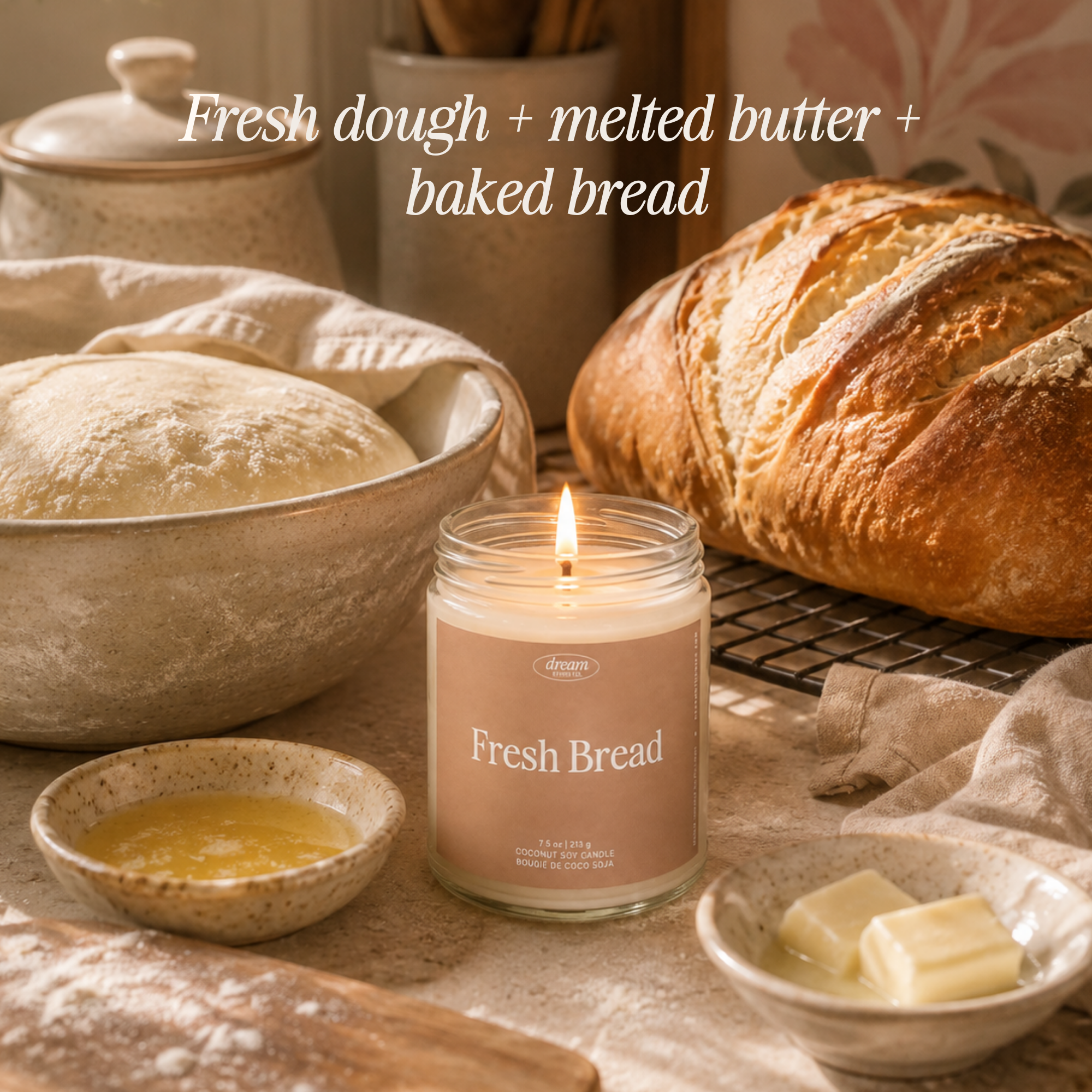 Fresh Bread 7.5 oz Coconut Soy Wax Candle