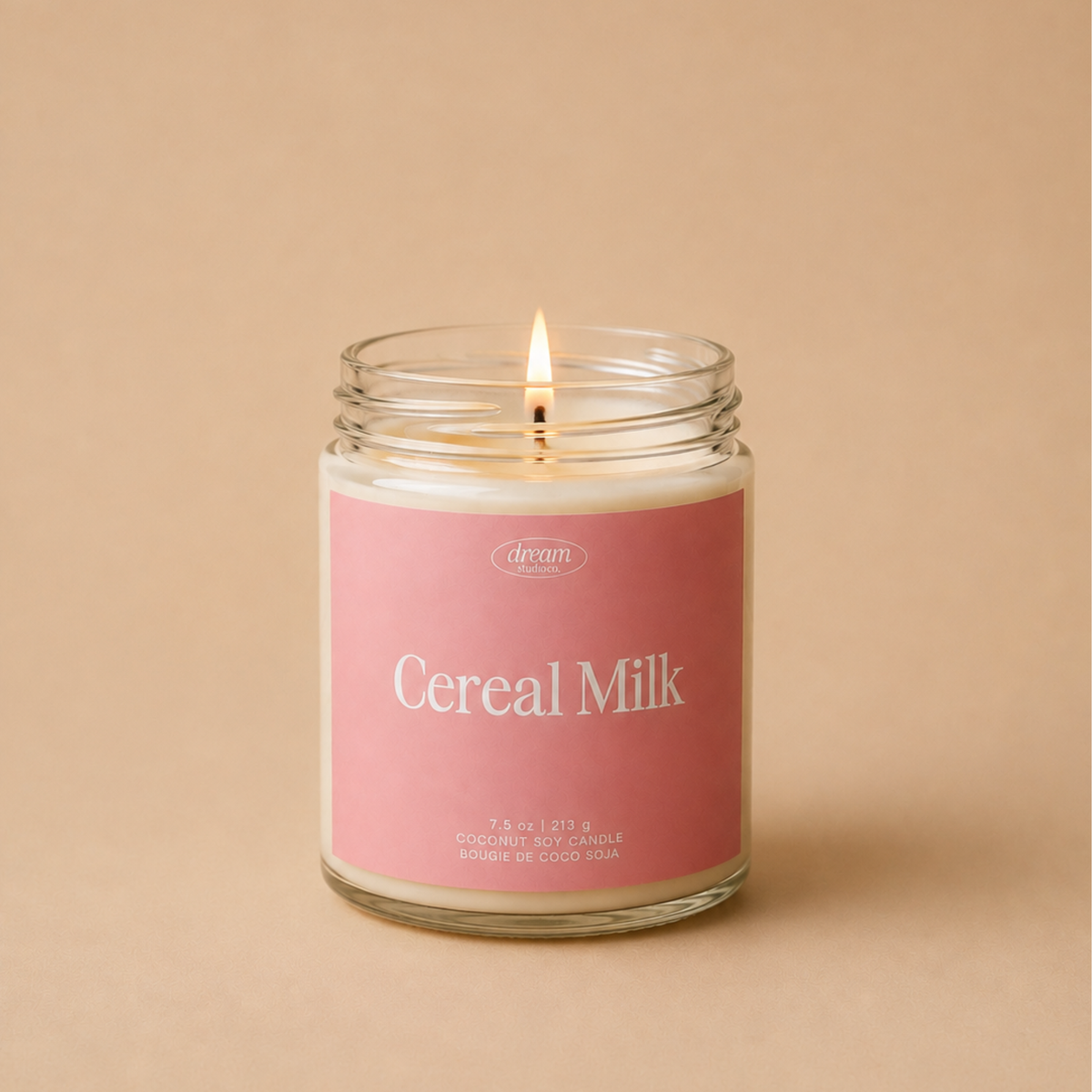 Cereal Milk Candle Coconut Soy Wax Candle Pink Label