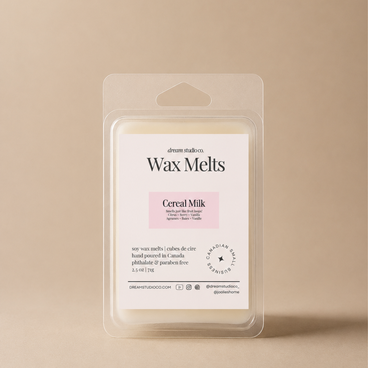 Cereal Milk Wax Melts made with Natural Soy Wax Clamshells