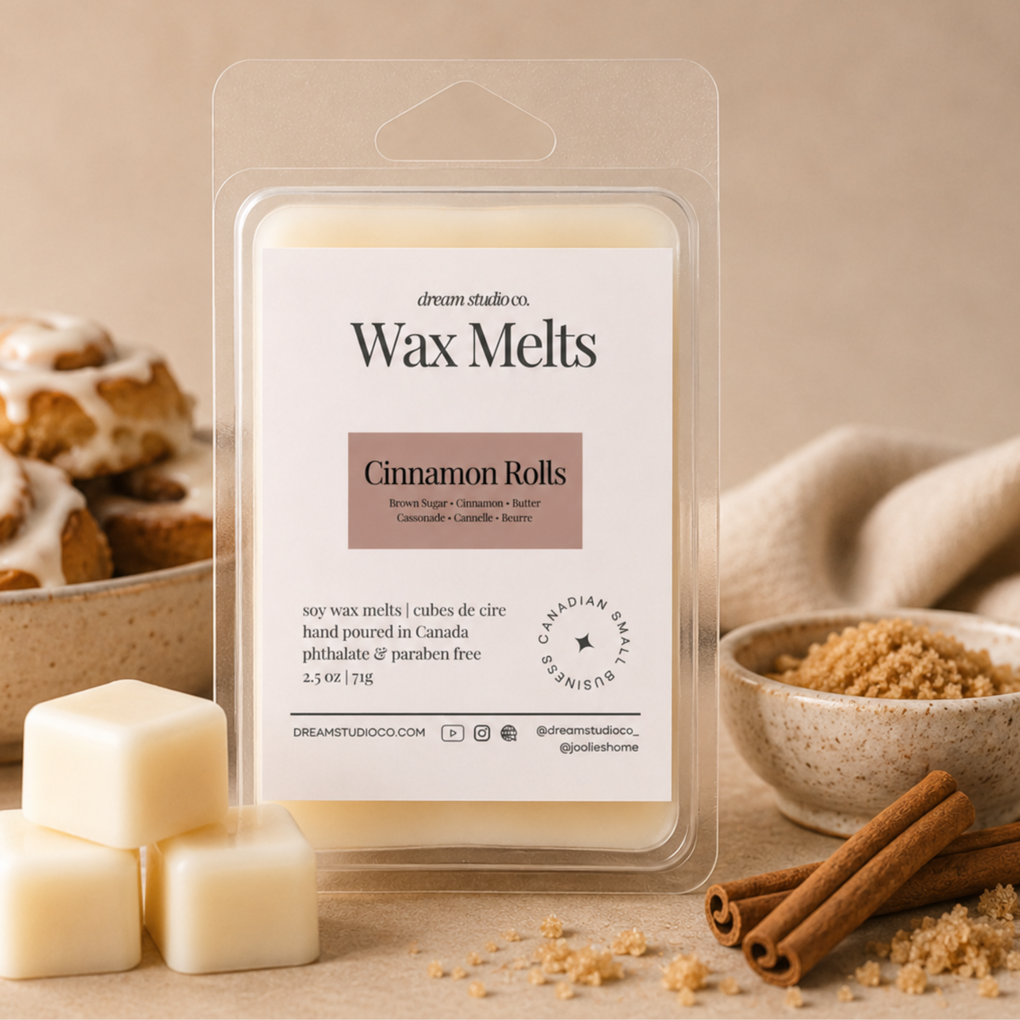 Cinnamon Rolls Wax Melts All Natural Soy Wax Clamshells
