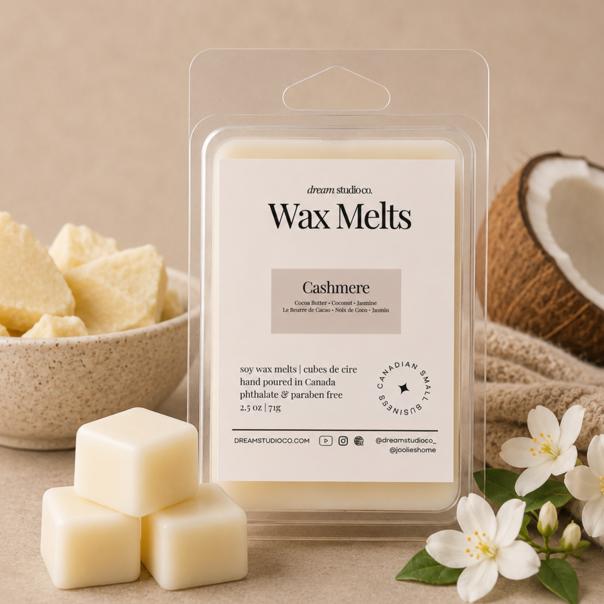 Cashmere Wax Melts Natural Soy Wax tarts Clamshells