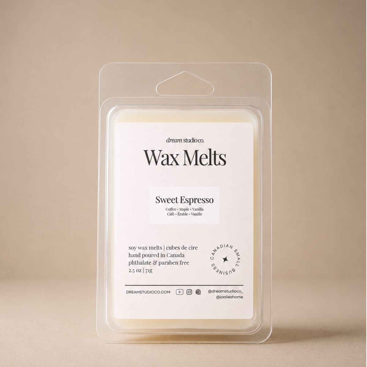 Sweet Espresso Wax Melts Natural Soy Wax tarts Clamshells