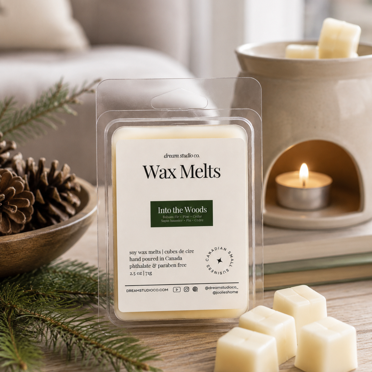 Into the Woods Balsam Fir & Cedar Natural Soy Wax Melt tarts Clamshell