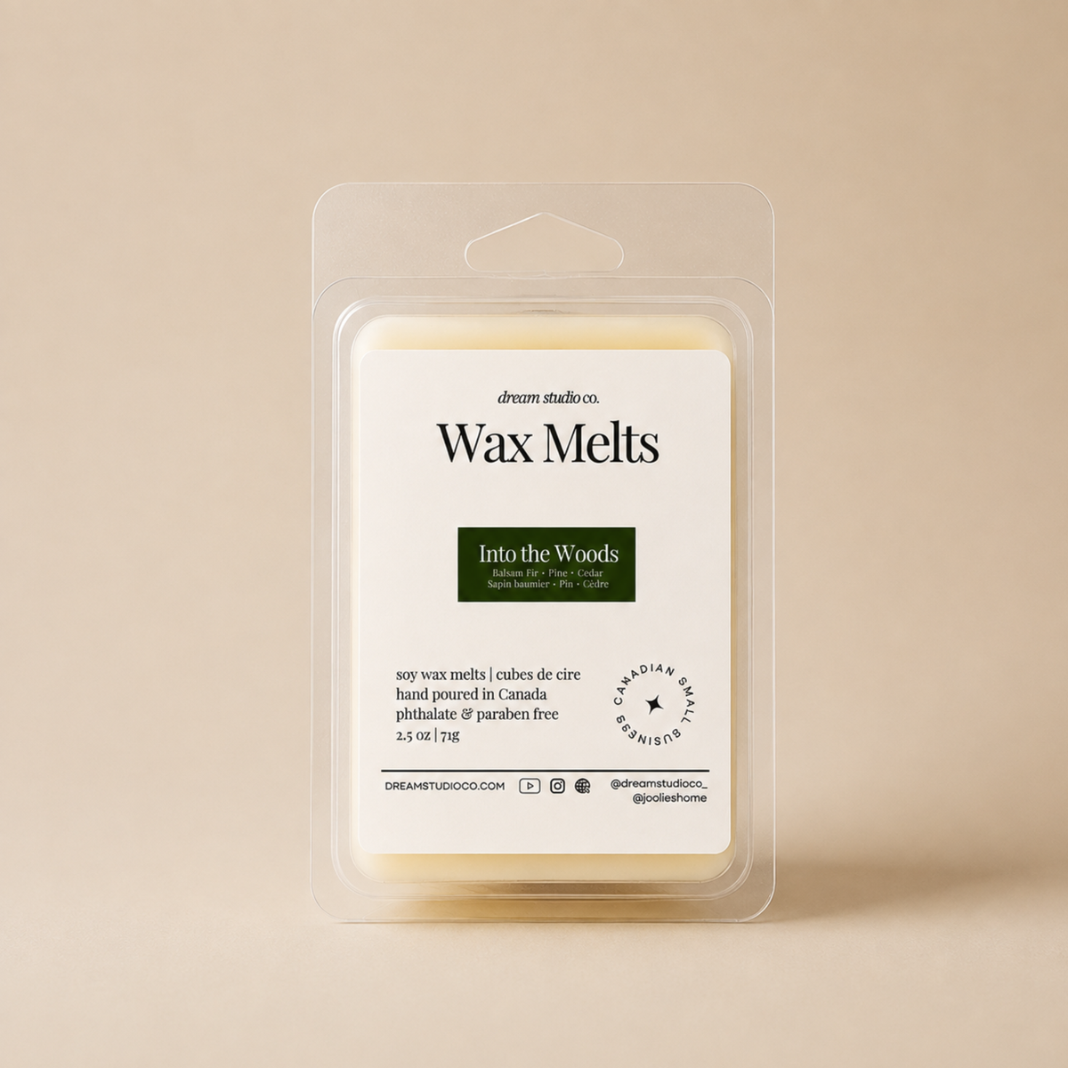 Into the Woods Balsam Fir & Cedar Natural Soy Wax Melt tarts Clamshell