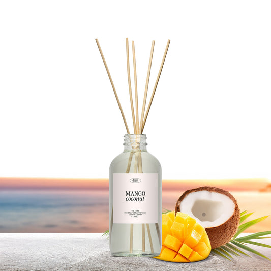 Dream Studio CO. by JOOLIE Reed diffusers 4 oz Mango Coconut Made in Canada tropical blend Scented Pthalate, Paraben Free