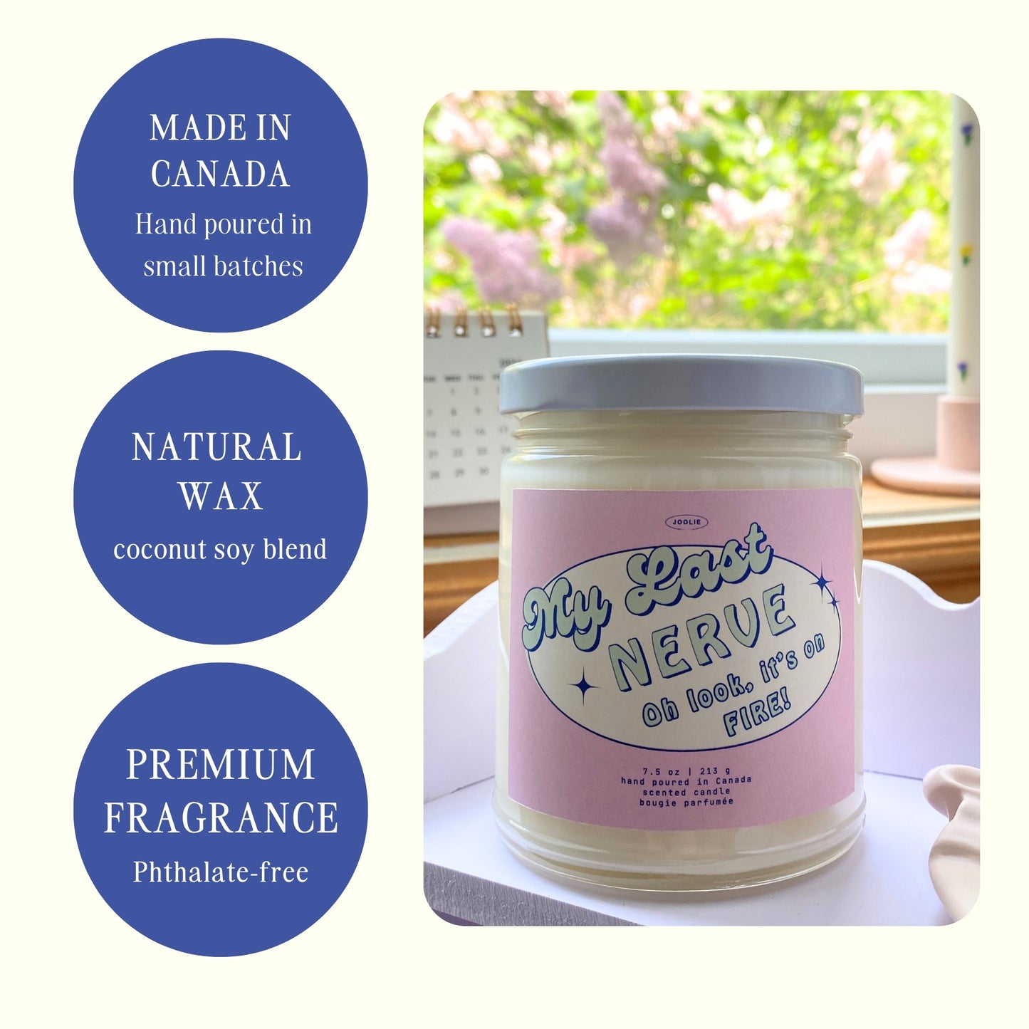 My Last Nerve... Oh look it's on Fire! 7.5 oz Coconut Soy Wax Candle (Cashmere scented candle)